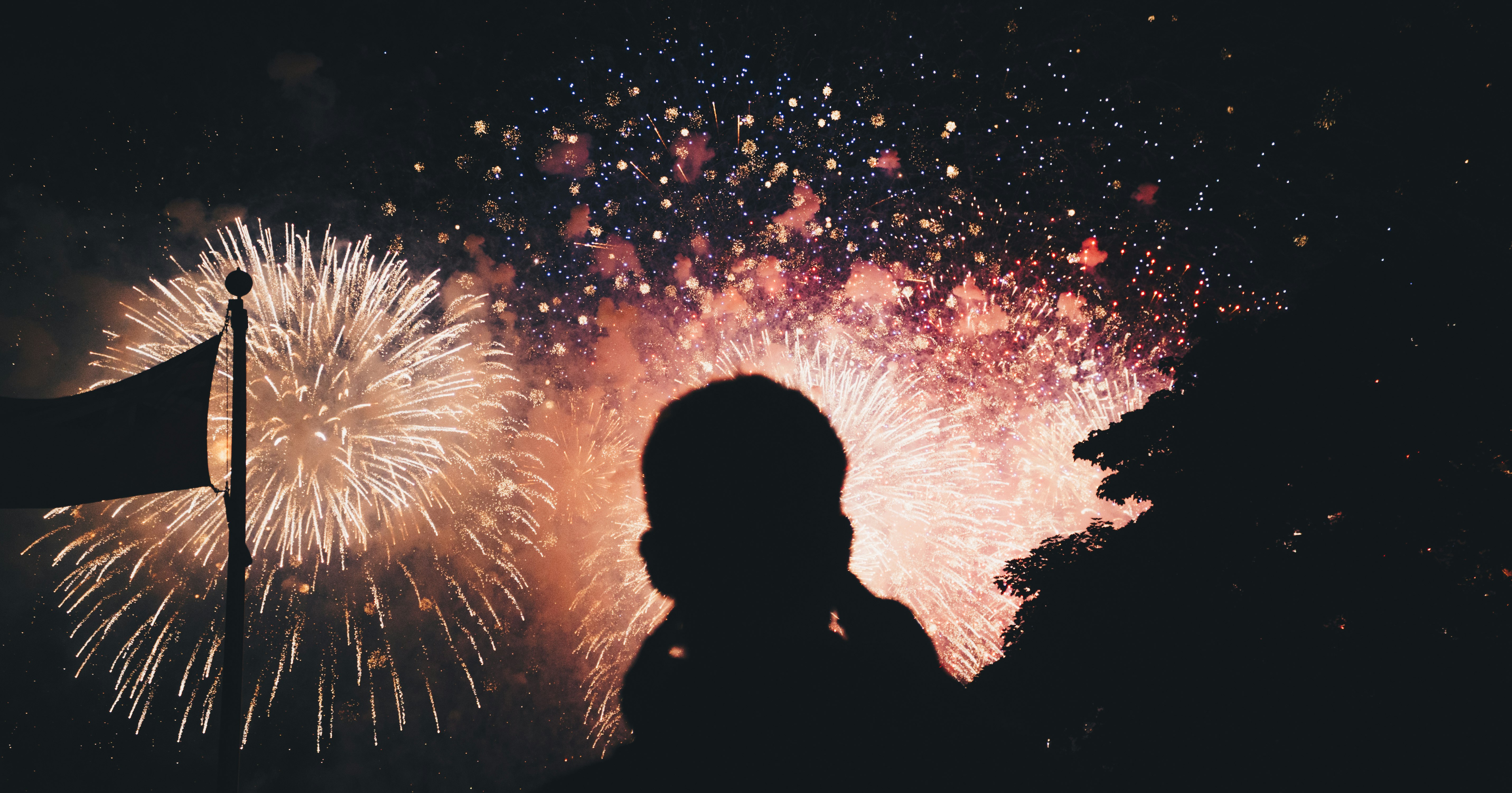 silhouette photo of fireworks